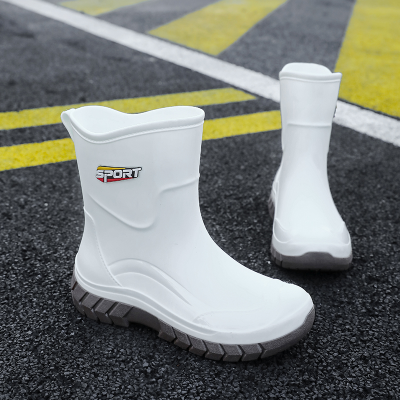 White Mid-Calf Rain Boots Wome - Kitchen Job 评论和价格