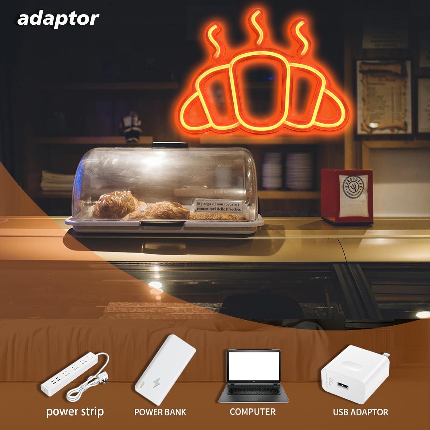 Croissant Neon Sign USB Powere - Kitchen Bakery 评论和价格
