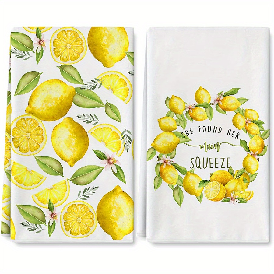 2Pcs, Lemon Wreath Kitchen Tow - Kitchen Baking Cloth 评论和价格