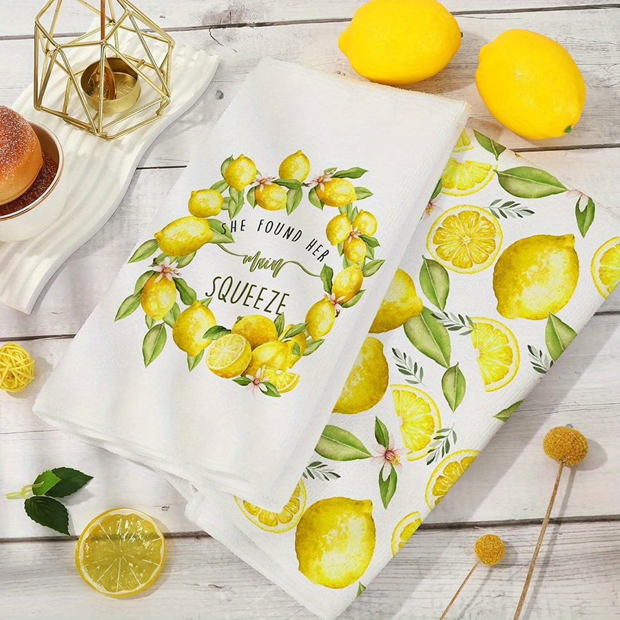 2Pcs, Lemon Wreath Kitchen Tow - Kitchen Baking Cloth 评论和价格