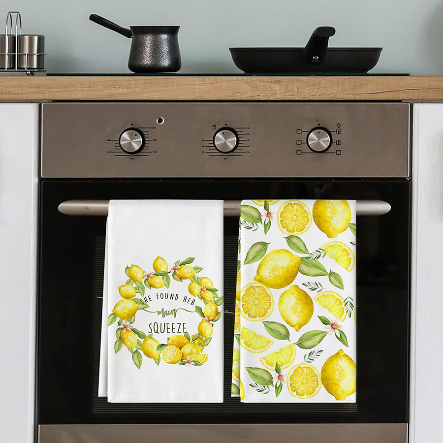 2Pcs, Lemon Wreath Kitchen Tow - Kitchen Baking Cloth 评论和价格