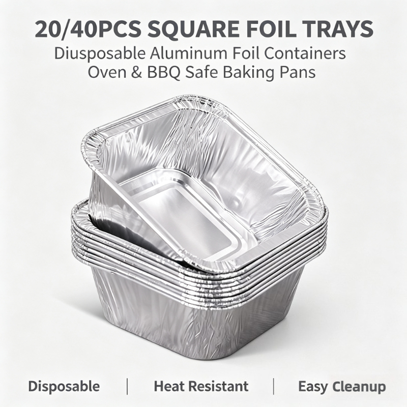 20/40Pcs Square Disposable Alu - Kitchen Baking Pan Storage 评论和价格