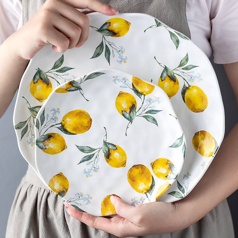 Lemon Ceramic Dinner Plate Set - Cake Board Round 评论和价格
