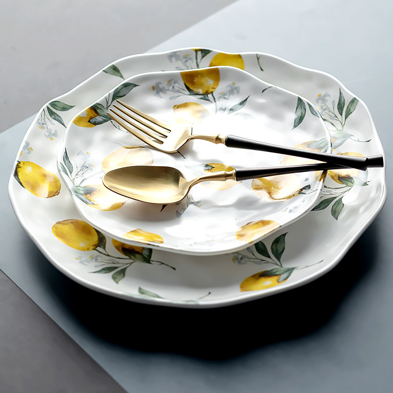 Lemon Ceramic Dinner Plate Set - Cake Board Round 评论和价格