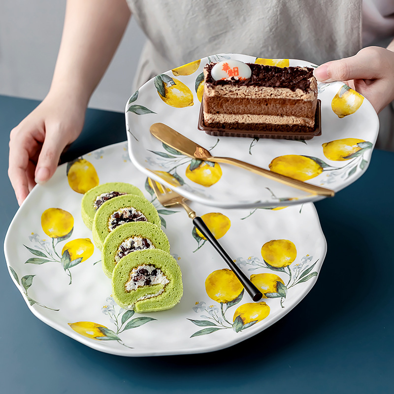 Lemon Ceramic Dinner Plate Set - Cake Board Round 评论和价格