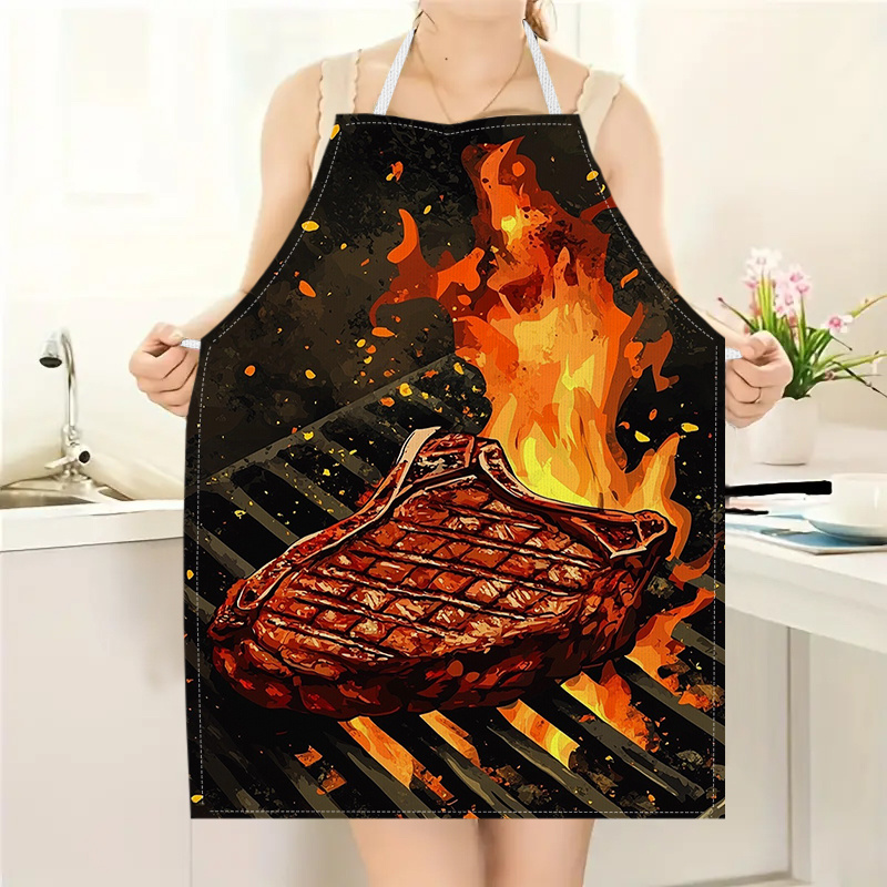 1pc BBQ Steak Apron with Flame - Kitchen Baking Ideas 评论和价格