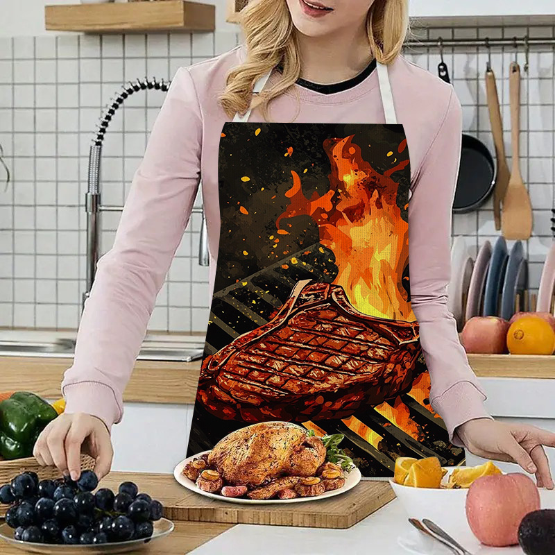 1pc BBQ Steak Apron with Flame - Kitchen Baking Ideas 评论和价格