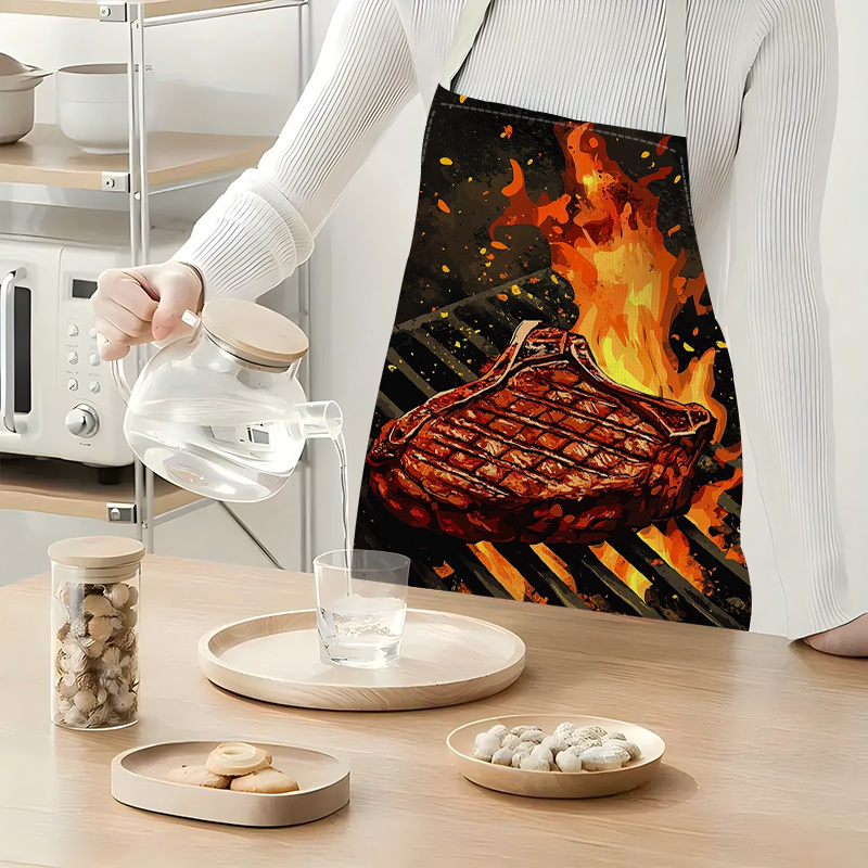 1pc BBQ Steak Apron with Flame - Kitchen Baking Ideas 评论和价格