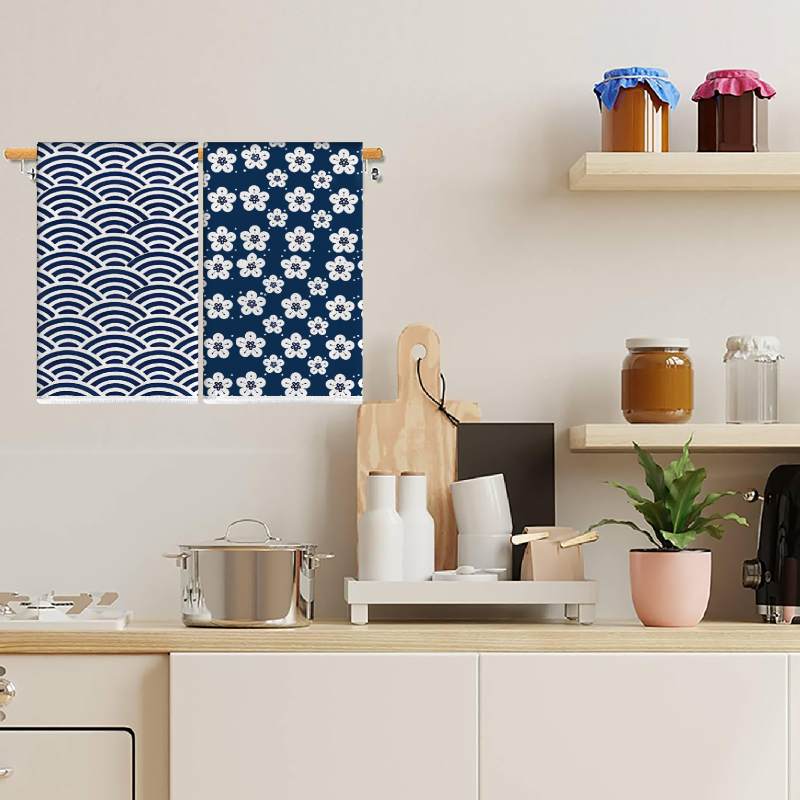 2Pcs, Japanese-Style Seigaiha  - Kitchen Baking Cloth 评论和价格