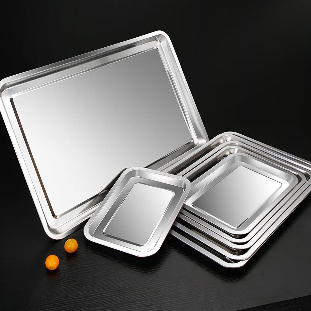 1PCS Stainless Steel Food Tray - Kitchen Baking Pan Storage 评论和价格