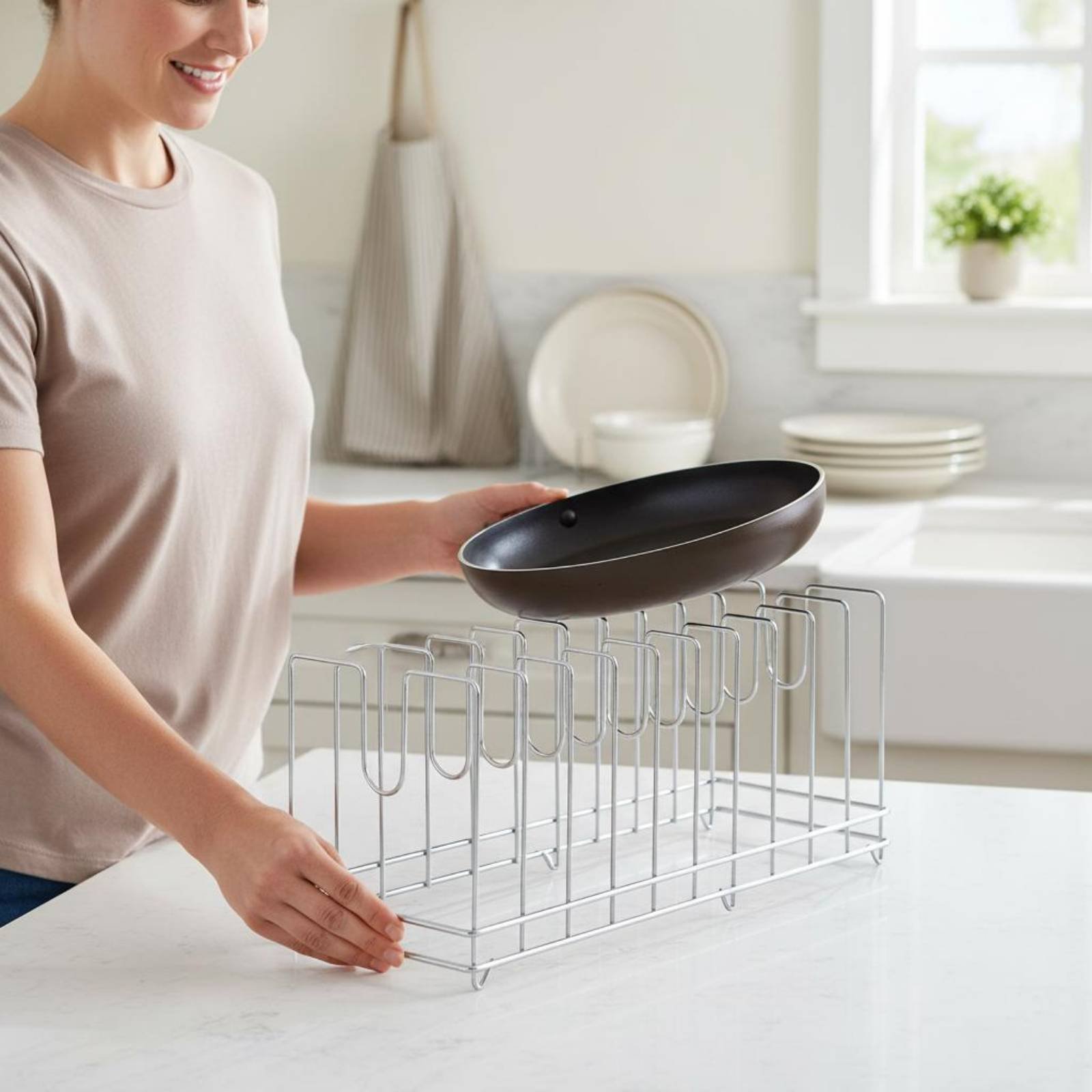 Pizza Pan Rack Space Saving Ba - Kitchen Baking Pan Storage 评论和价格