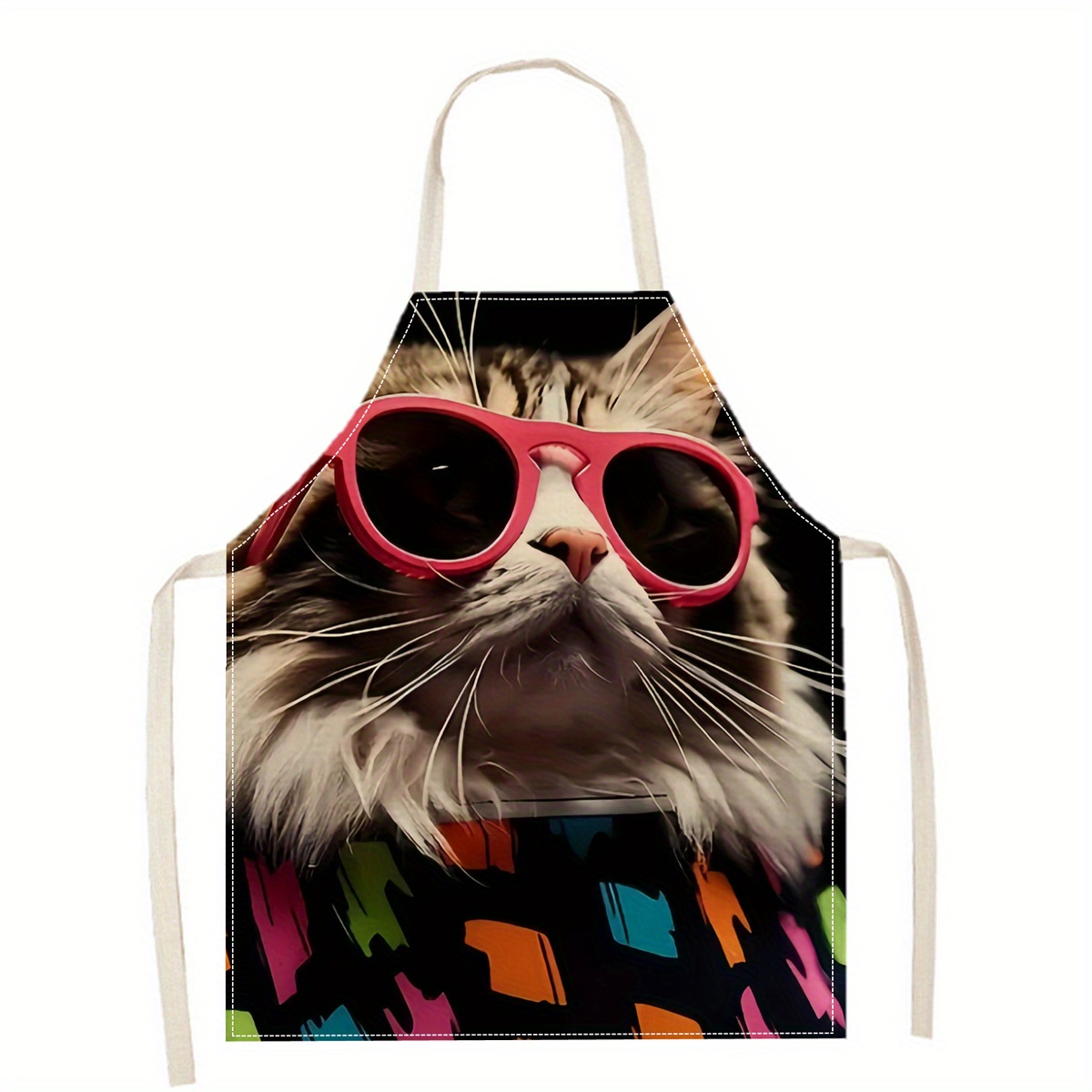 Linen Apron Funny Cat Sunglass - Kitchen Baking Ideas 评论和价格