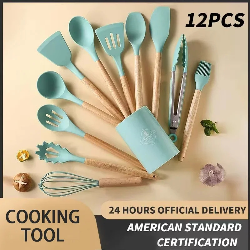 12-piece Set Wooden Handle Sil - Kitchen Baking Pan Storage 评论和价格